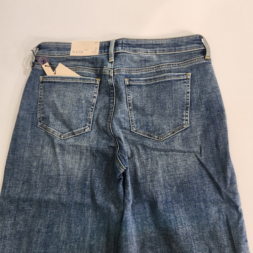Nydj Womens Size 8P Petite Jeans Crop Wide Leg pedal pusher seline Stretch 01 - Picture 6 of 15